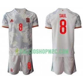 Spagna Saul Niguez 8 Bambino Maglia Trasferta Euro 2020 Manica Corta (+ Pantaloncini)